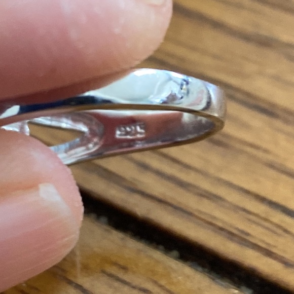 Blue Topaz cubic zirconia sterling silver ring size 7.5 - Picture 2 of 3